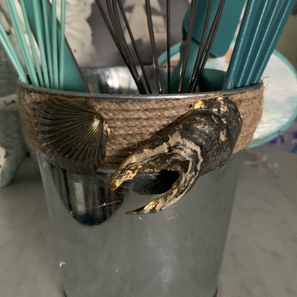 Shell Detailed ice Bucket, Utensil Holder or Bathroom Hairbrush Holder and more